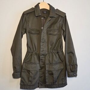 Talula Aritzia Olive Green Cotton Trooper Monterey Lived In Utility Jacket Sz XS